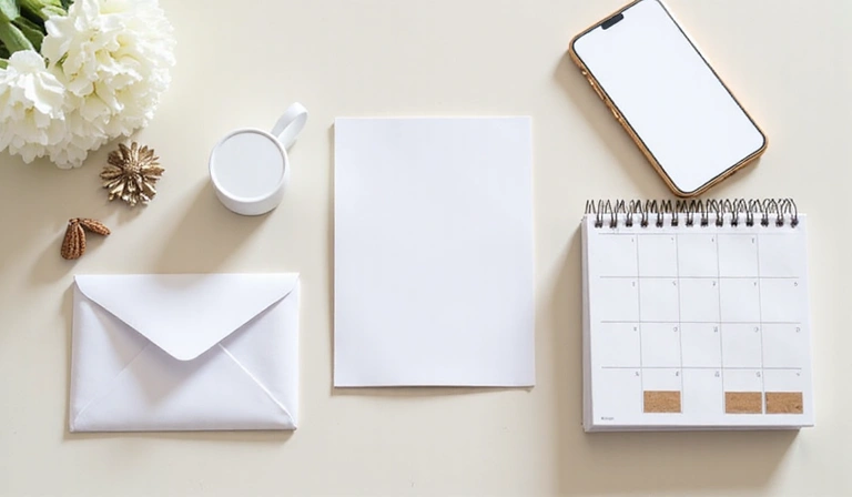 Elementi di comunicazione moderni: busta, telefono e calendario